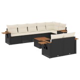 Cumpara ieftin Set mobilier de gradina cu perne, 9 piese, negru, poliratan