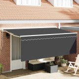 vidaXL Cortina Retractabilă 400x200 cm, Antracit/Alb/Gri, Copertină Gradină, Rezistentă UV, Telecomandă