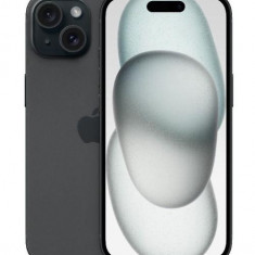 Telefon Mobil Apple iPhone 15, Super Retina XDR OLED 6.1inch, 128GB Flash, Camera Duala 48 + 12 MP, Wi-Fi, 5G, iOS (Negru)