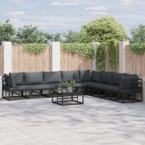 vidaXL Set de canapele pentru grădină cu pernă 9 pcs Negru Aluminiu
