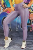 G799-11 Colanti sport/casual cu talie inalta din material elastic lucios, S, XS