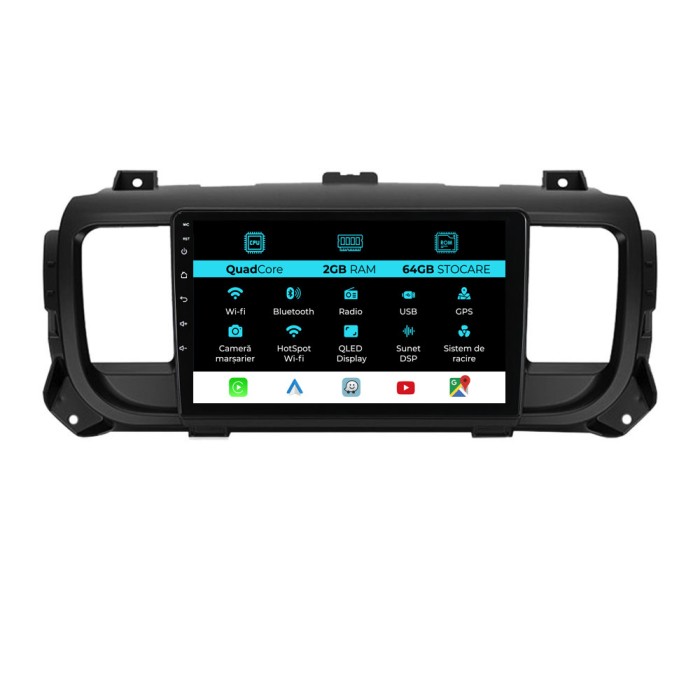 Navigatie Dedicata Peugeot Expert Citroen Jumpy 3 (2016-2021), 9Inch, 2Gb Ram, 64Gb Stocare, Carplay