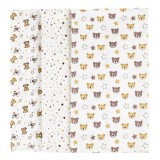 Set Cearceafuri Finet, Model Ursuleți și Steluțe, Multicolor, 80x80 cm, 3 Bucăți, Oem