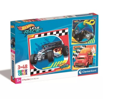 Puzzle Hot Wheels Go! - Set 3x48 Piese Clementoni foto