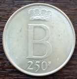 (A441) MONEDA DIN ARGINT BELGIA - 250 FRANCS 1976, BAUDOUIN I, DER BELGEN, Europa