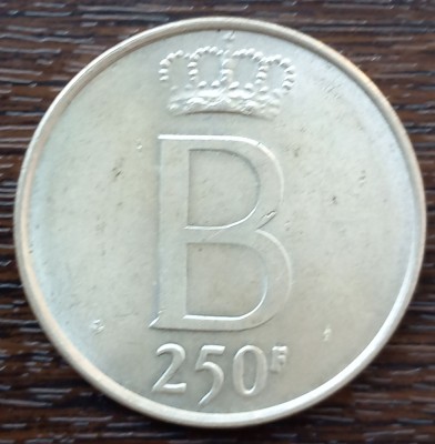 (A441) MONEDA DIN ARGINT BELGIA - 250 FRANCS 1976, BAUDOUIN I, DER BELGEN foto