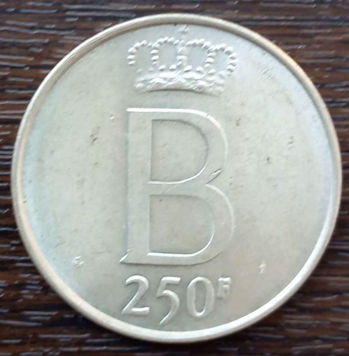 (A441) MONEDA DIN ARGINT BELGIA - 250 FRANCS 1976, BAUDOUIN I, DER BELGEN