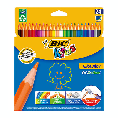 Creioane colorate 24 culori Bic Evolution 76421 foto