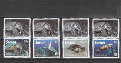 Samoa 2016-Fauna,WWF,Reptile,Testoase,serie 4 valori cu vigneta I.MNH,Mi.1348-51 foto