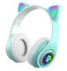 Casti audio wireless RGB pisica, radio FM incorporat, microSD, intrare USB, bluetooth 5.0, 50Hz-20kHz, 108dB, 16?, albastru