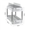 Scurgator vase, cu 2 nivele, sistem de glisare si scurgere a apei, dimensiuni 38 x 20 x 31 cm, din metal si plastic, alb