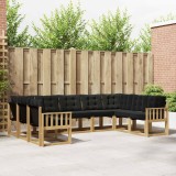 vidaXL Set de canapele de exterior cu pernă 9 pcs Alb și negru 3389858