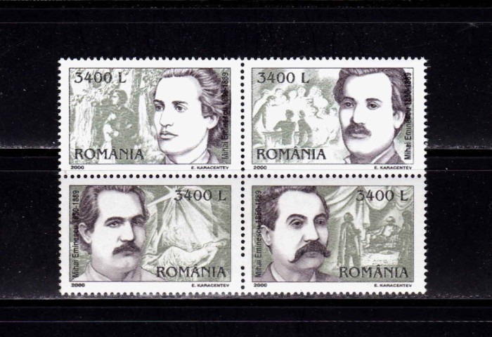 RO 2000 LP 1502 &quot;150 ani n. Mihai Eminescu&quot; , serie ,MNH