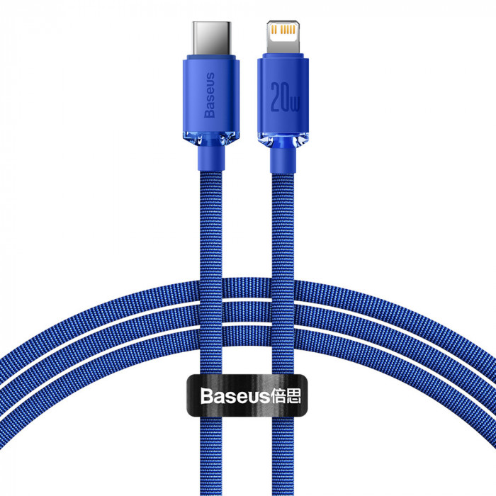 Cablu De Date De &icirc;ncărcare Rapidă Din Seria Baseus Crystal Shine USB Tip C La Lightning 20W 1,2 M Albastru (CAJY000203)
