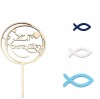 Set 46 piese, decoratiune pentru tort si 45 de pestisori, lemn, multicolor