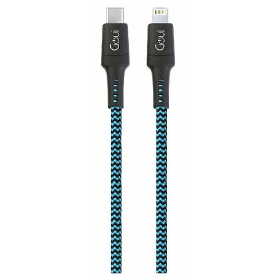 Cablu Date si Incarcare USB Type-C la Lightning Goui Tough, 1.5 m, Albastru - Negru G-TOUGHC94-B foto