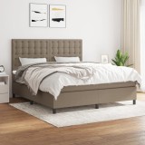 Cumpara ieftin Pat box spring cu saltea, gri taupe, 160x200 cm material textil