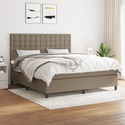 vidaXL Pat box spring cu saltea, gri taupe, 160x200 cm material textil 3142109 foto