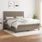 vidaXL Pat box spring cu saltea, gri taupe, 160x200 cm material textil 3142109