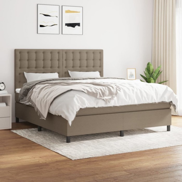 vidaXL Pat box spring cu saltea, gri taupe, 160x200 cm material textil 3142109