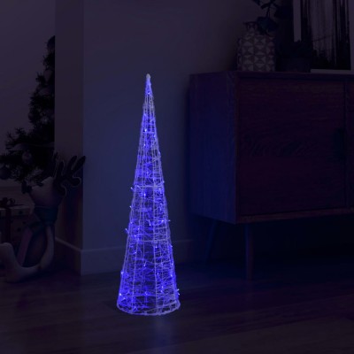 Piramidă decorativă con de lumini cu LED albastru 90 cm acril foto