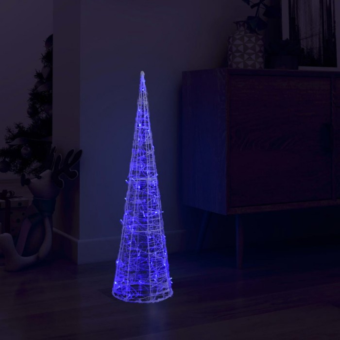 Piramidă decorativă con de lumini cu LED albastru 90 cm acril