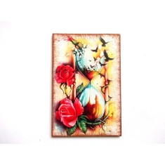 magnet frigider cu clepsidra si trandafiri 35950