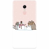 Husa silicon pentru Xiaomi Remdi Note 4X, Cat And Snowman