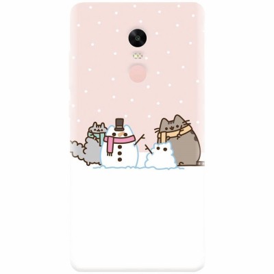 Husa silicon pentru Xiaomi Remdi Note 4X, Cat And Snowman foto