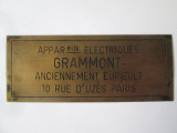 Rara! Emblema franceza bronz aparate electrice Gammont fosta Eurieult-Paris 1930