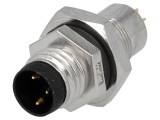 Conector M8 tată PIN 3 pentru montare pe panou cu piuliță din spate