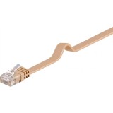 Cablu de retea RJ45 UTP cat 6 2m cupru Flat Maro deschis, Goobay 95884