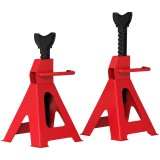 HOMCOM Set de 2 Suporturi pentru Mașină cu &Icirc;nălțime de Ridicare Reglabilă, 27x24x38,5-60 cm, Roșu | Aosom Romania