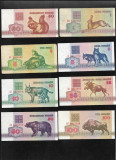 Set complet fauna Belarus 50k+1+3+5+10+25+50+100 ruble cateva rare 1992, Europa