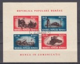 ROMANIA 1948 LP 246 MUNCA IN COMUNICATII COLITA STAMPILATA