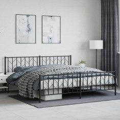 vidaXL Cadru pat metalic cu tăblii de cap/picioare, negru, 200x200 cm