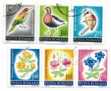Romania (691) - Ocrotirea naturii, pasari si flori, 1973 - serie obliterata, blocuri de 3