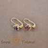 Cercei clasici simpli cu cristal zirconia mov intens, SaraTremo