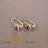 Cercei clasici simpli cu cristal zirconia mov intens, SaraTremo
