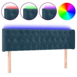 Cumpara ieftin Tablie de pat cu LED, albastru inchis, 147x16x78/88 cm, catifea