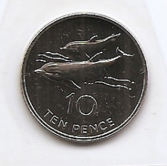 Sf. Helena &amp;amp; Ascension 10 Pence 2003 - Elizabeth II, 24.5 mm KM-23 UNC !!! foto