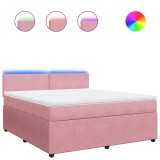 Cumpara ieftin Pat box spring cu saltea, roz, 180x200 cm, catifea