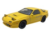 Macheta 1985 Mazda RX-7 FC replica yellow 1/24 sunet motor, faruri escamotabile cu lumina