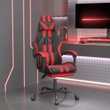 vidaXL Scaun de gaming cu suport picioare, negru/roșu, piele ecologică 3143831