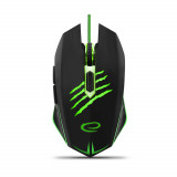 Mouse gaming USB, Esperanza Claw EGM209G, cablu 1.5m, 6D, Led verde, 800 1200 1600 2400 dpi