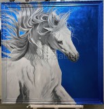 Tablouri Pictate Manual Tablou abstract inramat Echitatie Pictura Cal armasar, Animale, Ulei