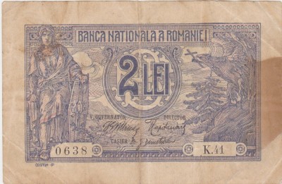 ROMANIA 2 LEI 1915 Serie 2 Cifre F foto