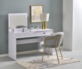 Cumpara ieftin Masa de toaleta multifunctionala HM Megan, machiaj, oglinda cu balamale, sertare, alb