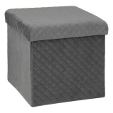 Taburet pliabil 5Five patrat cu spatiu de depozitare, MDF, 31x31x31 cm, gri Household NewTrend