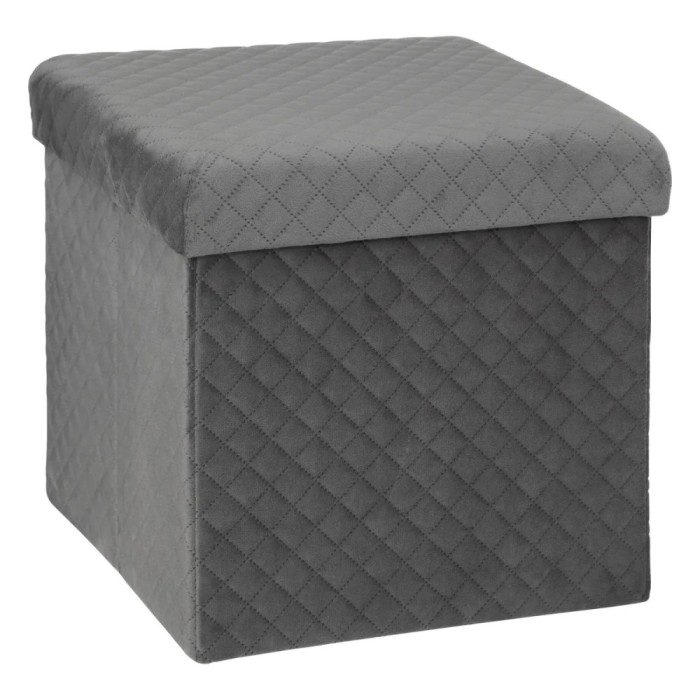 Taburet pliabil 5Five patrat cu spatiu de depozitare, MDF, 31x31x31 cm, gri